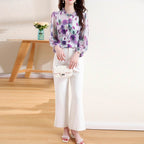 Soft Rose Print Chiffon Blouse - AngraBech