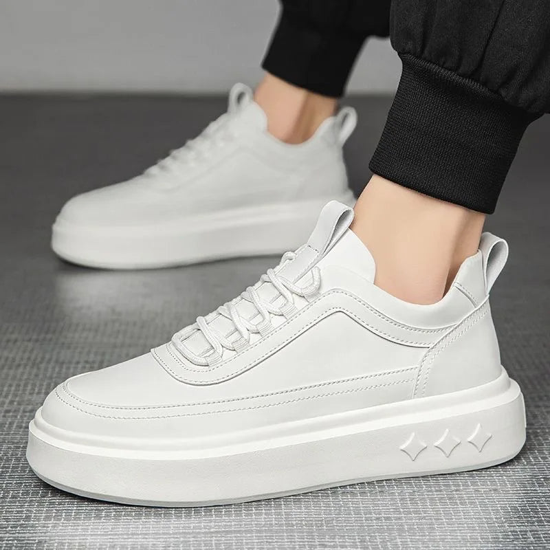 Sporty Casual White Lace-Up Sneakers