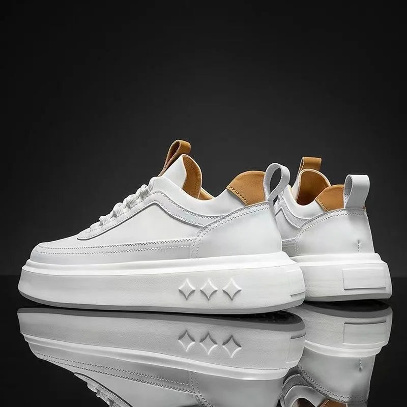 Sporty Casual White Lace-Up Sneakers