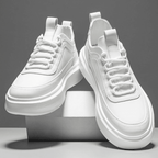 Sporty Casual White Lace Up Sneakers 1 - AngraBech