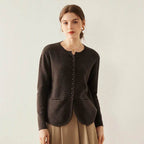 Spring Cashmere Knitted Loose Bottom Cardigan - AngraBech