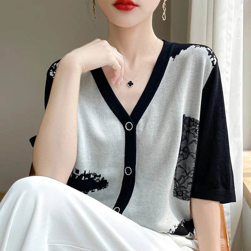 Summer Lace Short Sleeve Cardigan 1 - AngraBech