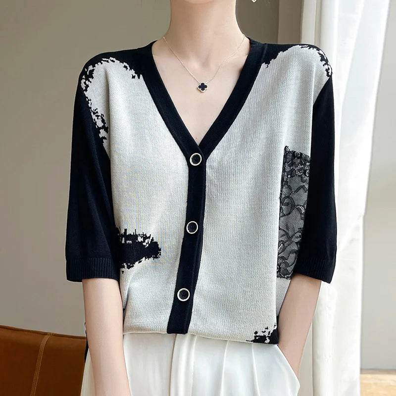 Summer Lace Short Sleeve Cardigan 1 - AngraBech