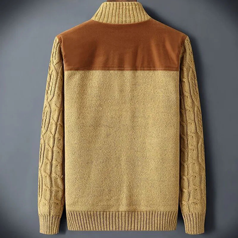 Thic Cable Knit Wool Cardigan Jacket