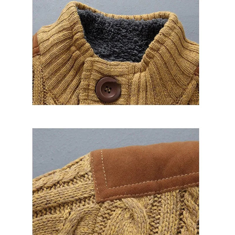 Thic Cable Knit Wool Cardigan Jacket