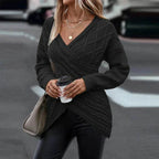 Asymmetrical Vne Wrap Knit Sweater - AngraBech