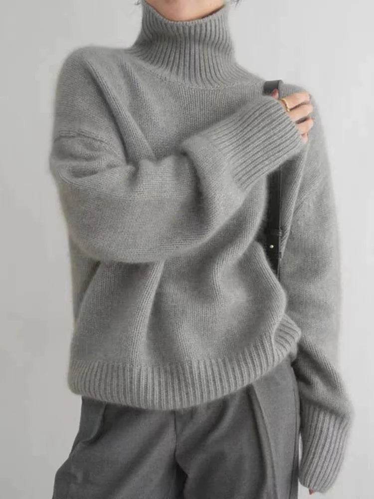 Womens Merino Wool Turtlene Knit Sweater 1 - AngraBech