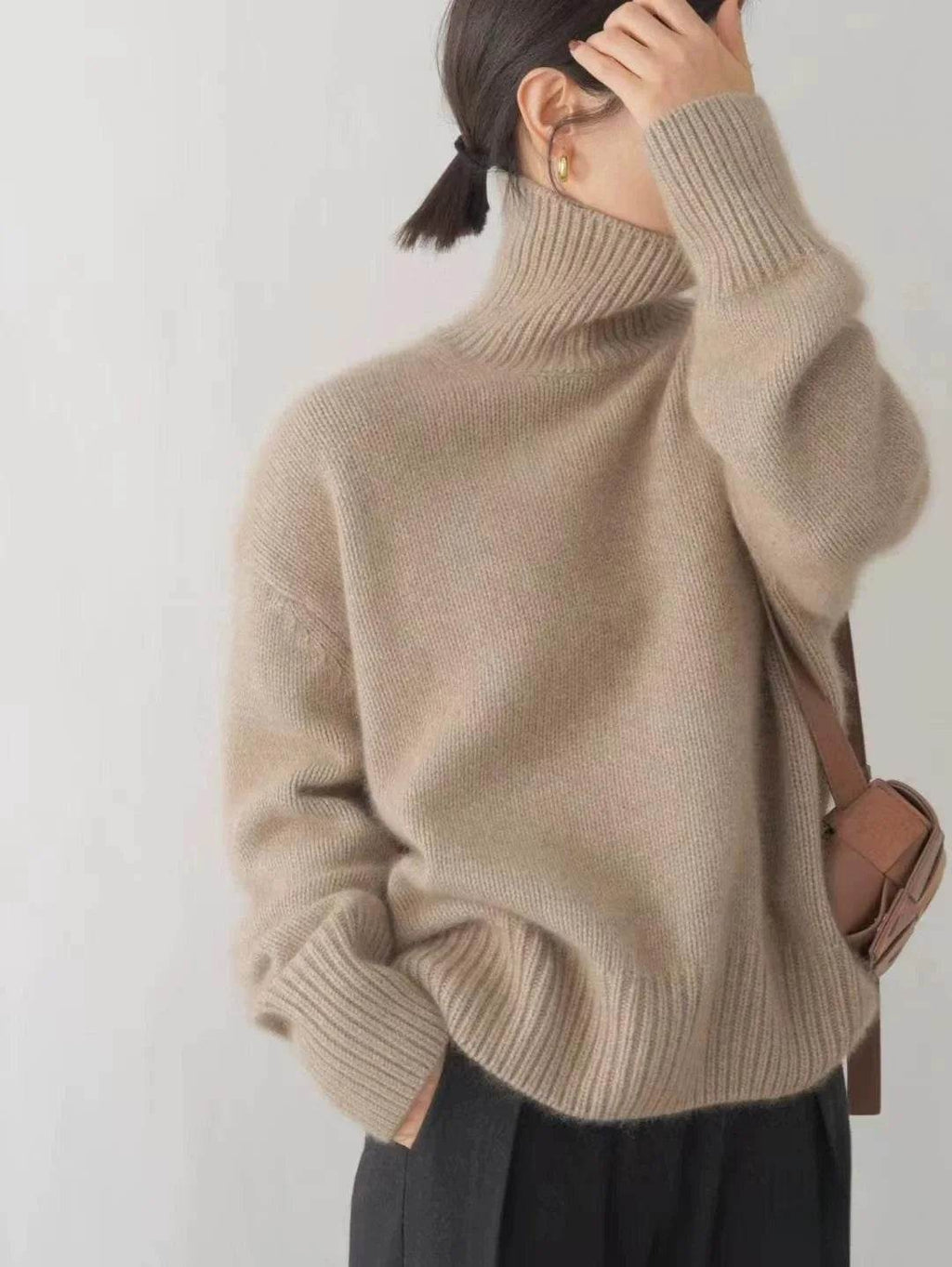 Womens Merino Wool Turtlene Knit Sweater 1 - AngraBech