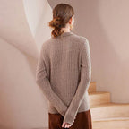 Womens Pure Cashmere Polo Collar Sweater 1 - AngraBech