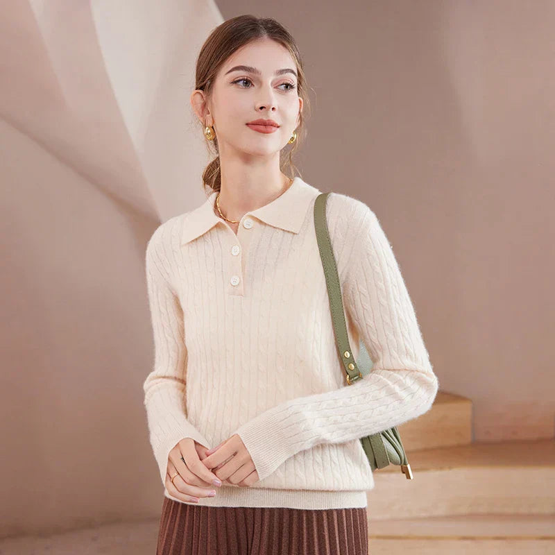 Women's Pure Cashmere Polo Collar Sweater