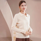 Womens Pure Cashmere Polo Collar Sweater 1 - AngraBech
