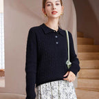 Womens Pure Cashmere Polo Collar Sweater 1 - AngraBech