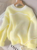 Womens Sweet Yellow Knitted Sweater - AngraBech