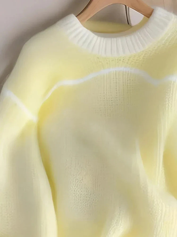 Women's Sweet Yellow Knitted Sweater