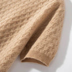 Womens Wool Knit Textured Short Sleeve Sweater 1 - AngraBech