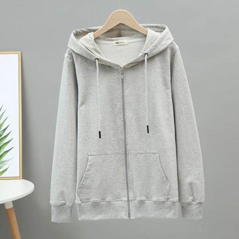 Womens Oversized Cotton Zip Hoodie - AngraBech