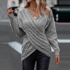 Asymmetrical Vne Wrap Knit Sweater - AngraBech