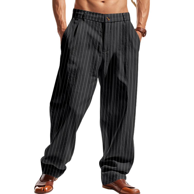Mens Casual Striped Straight Loose Casual Pants Mta1321f1x
