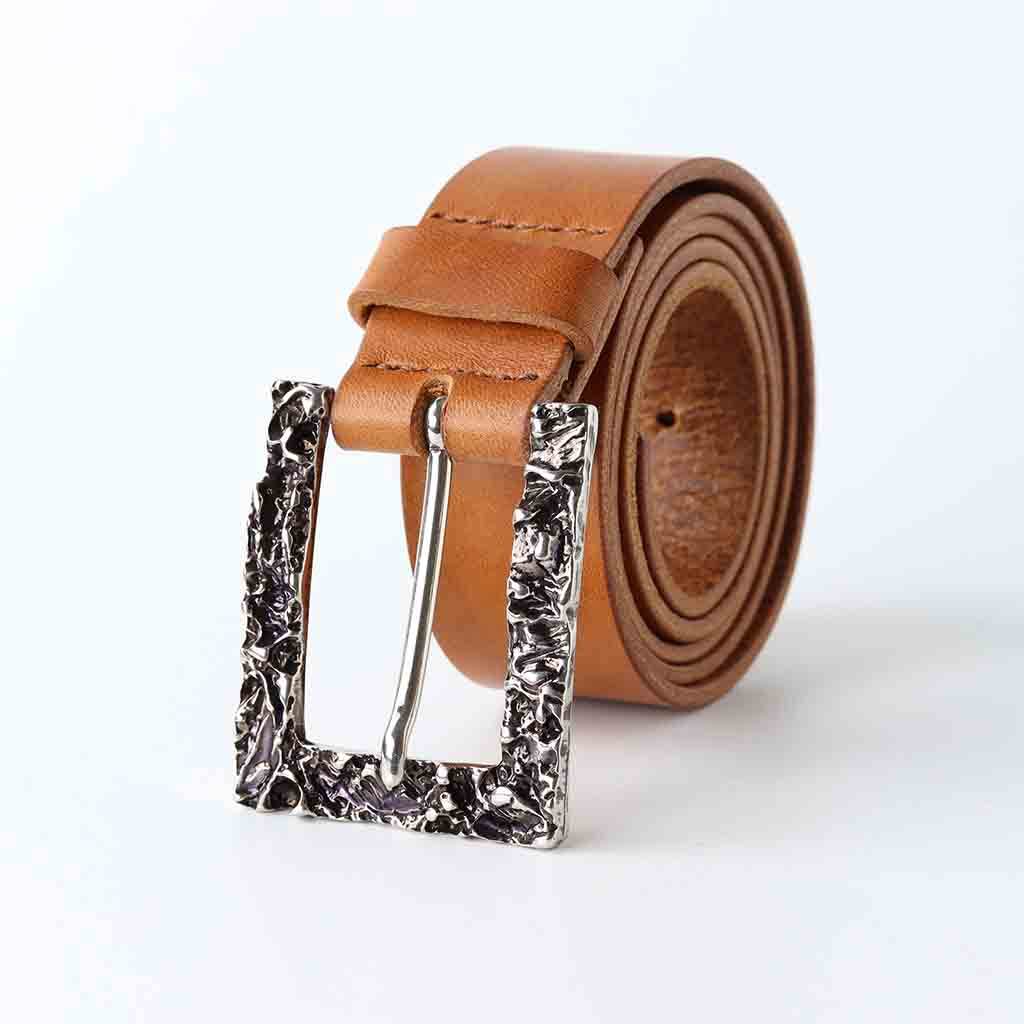 Unisex Tan Leaer Belt Laro Palladium By Kaseta - AngraBech
