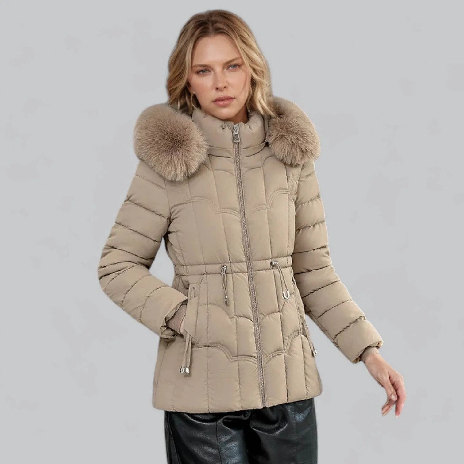 Womens Faux Fur Trim Puffer Parka - AngraBech