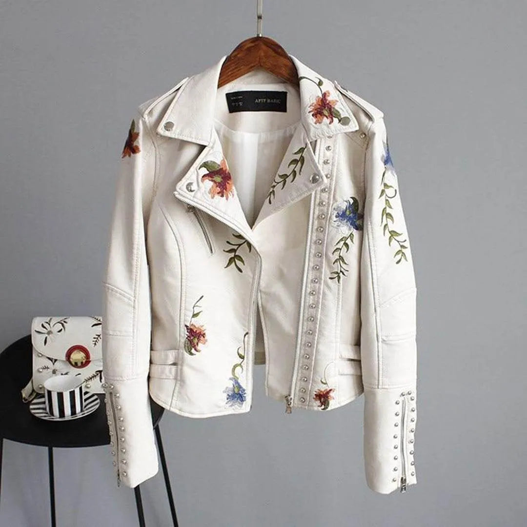 Stylish Women S Floral Leaer Jaet - AngraBech