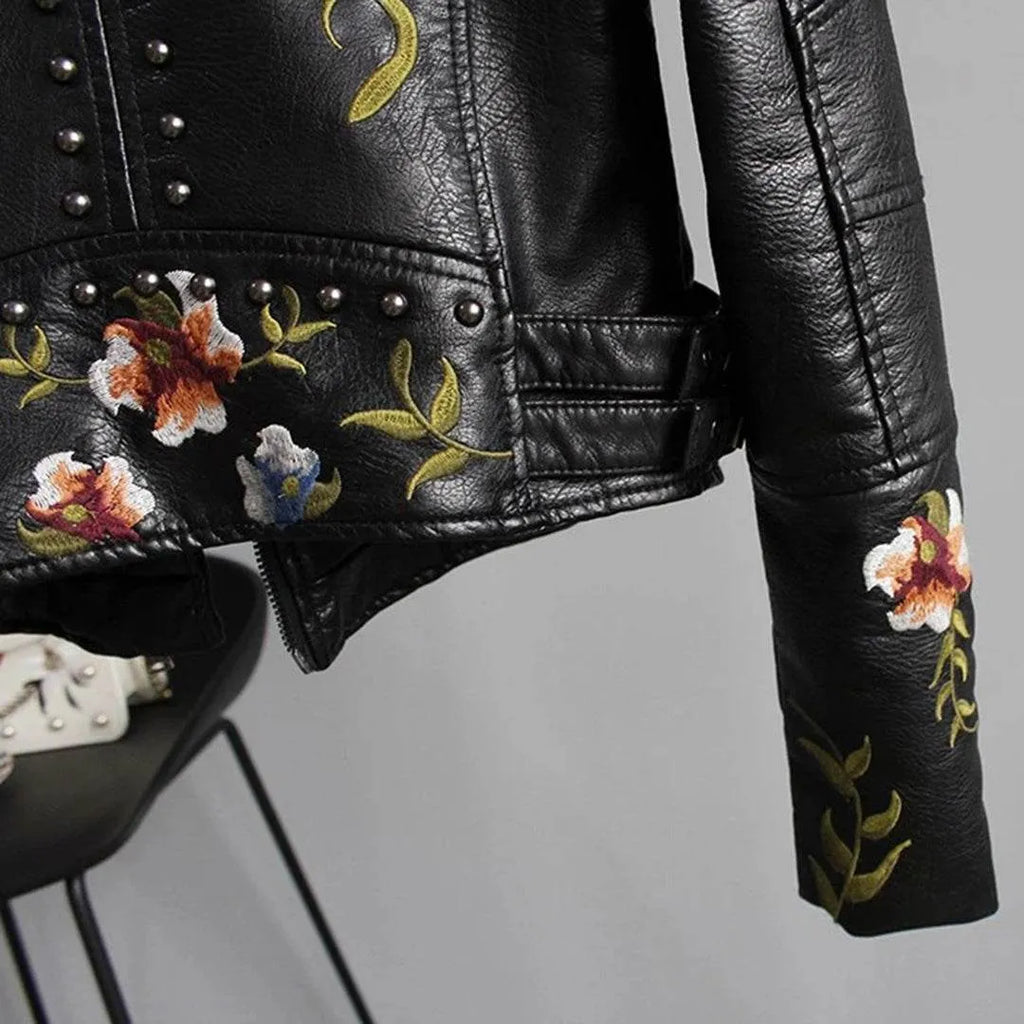 Stylish Women S Floral Leaer Jaet - AngraBech
