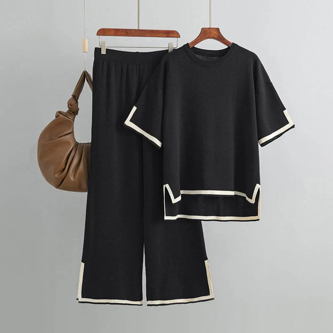 Stylish Knit Top Wide Leg Set - AngraBech