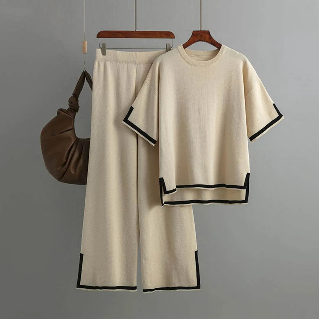 Stylish Knit Top Wide Leg Set - AngraBech