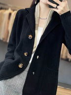Merino Wool Suit Collar Cardigan