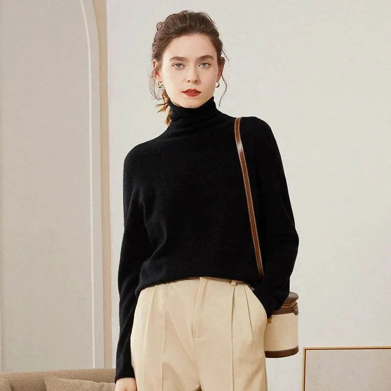 Womens Pure Cashmere Turtlene Sweater