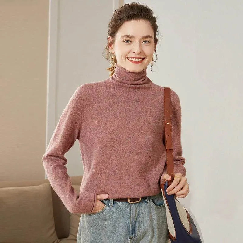 Womens Pure Cashmere Turtlene Sweater