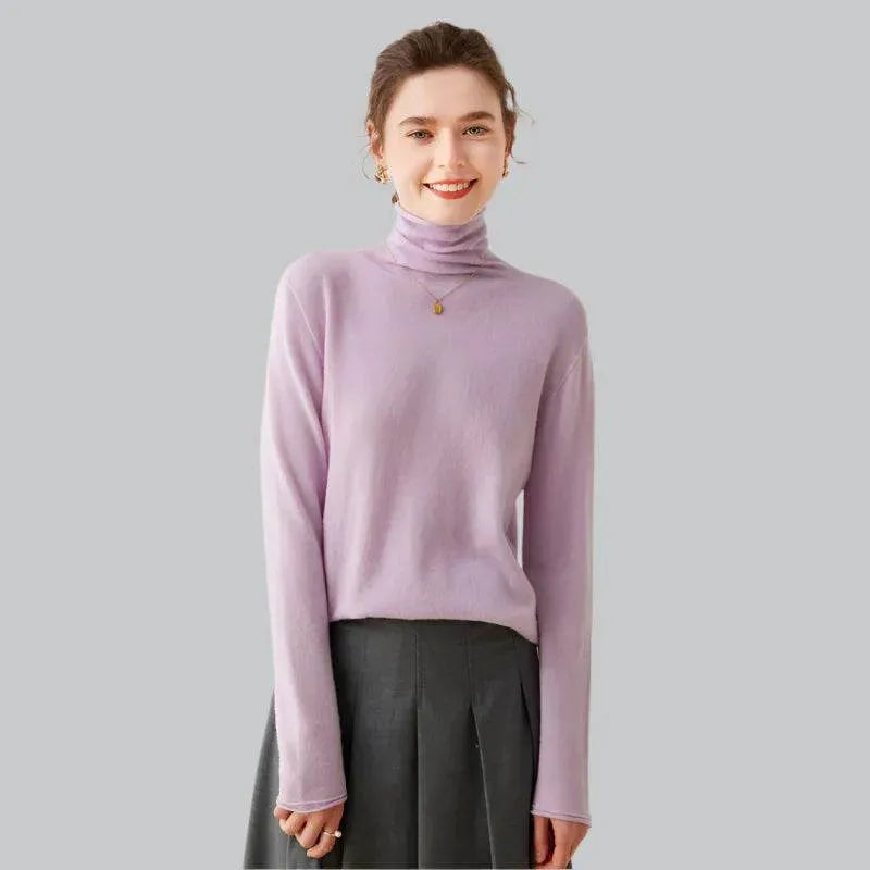 Womens Pure Cashmere Turtlene Sweater