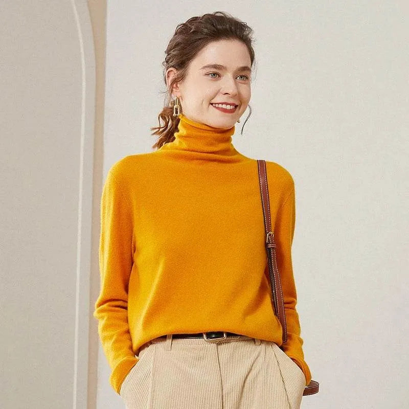 Womens Pure Cashmere Turtlene Sweater