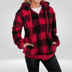 Womens Plaid Fleece Pullover Hoodie