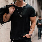Mens Casual Solid Color Loose Round Ne Short Sleeve T Shirt 1 - AngraBech