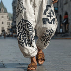 Mens Bohemian Print Loose Pants - AngraBech