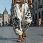 Mens Bohemian Print Loose Pants - AngraBech