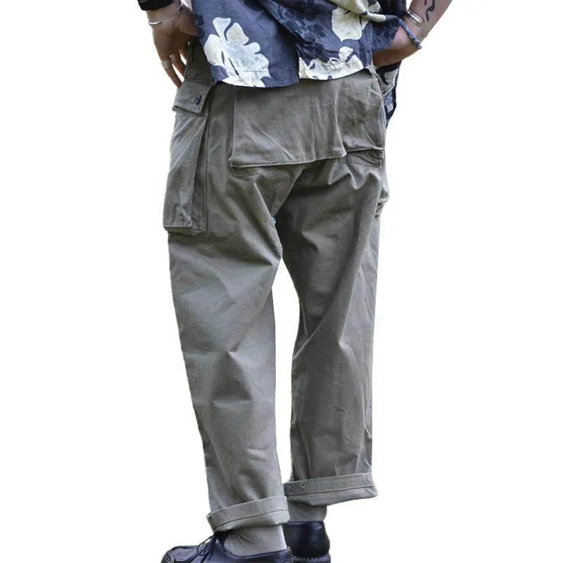 Mens Vintage Multi Poet Straight Leg Loose Cargo Trousers - AngraBech