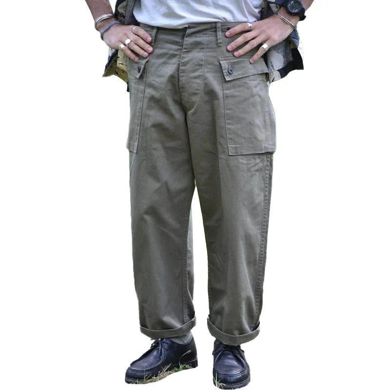 Mens Vintage Multi Poet Straight Leg Loose Cargo Trousers - AngraBech
