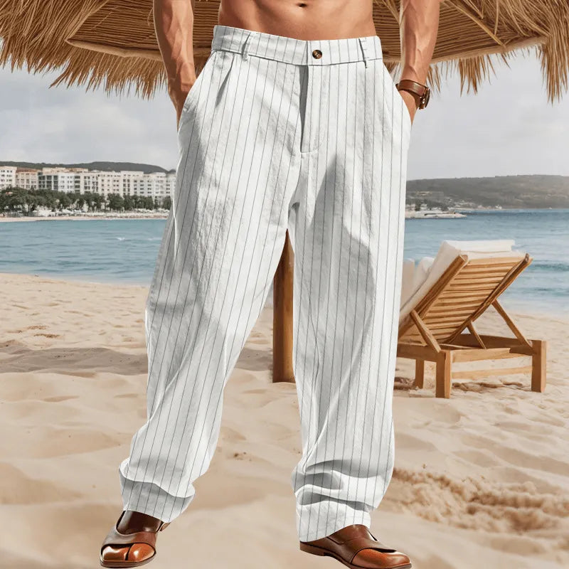 Mens Casual Striped Straight Loose Casual Pants - AngraBech