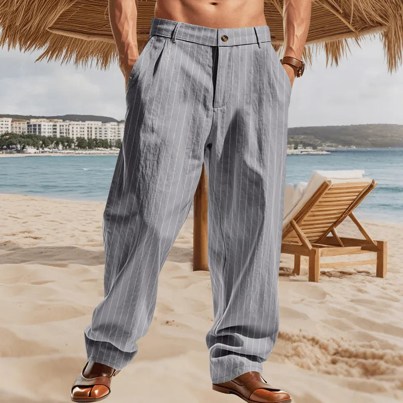 Mens Casual Striped Straight Loose Casual Pants - AngraBech
