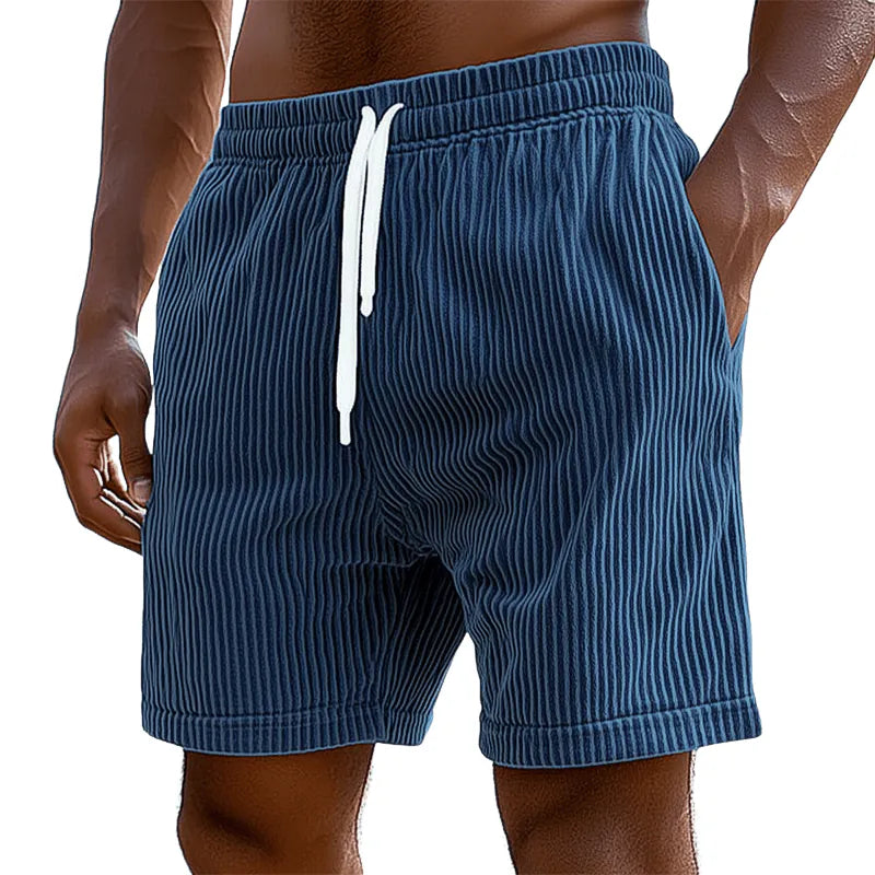 Mens Summer Casual Corduroy Lace Up Sports Shorts - AngraBech