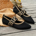 Pointed Toe Low Heel Knit Flats - AngraBech