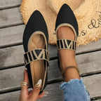 Pointed Toe Low Heel Knit Flats - AngraBech