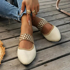Pointed Toe Low Heel Knit Flats - AngraBech