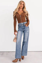 Xander High Rise Double Waist Saige Denim Jeans Medium - AngraBech