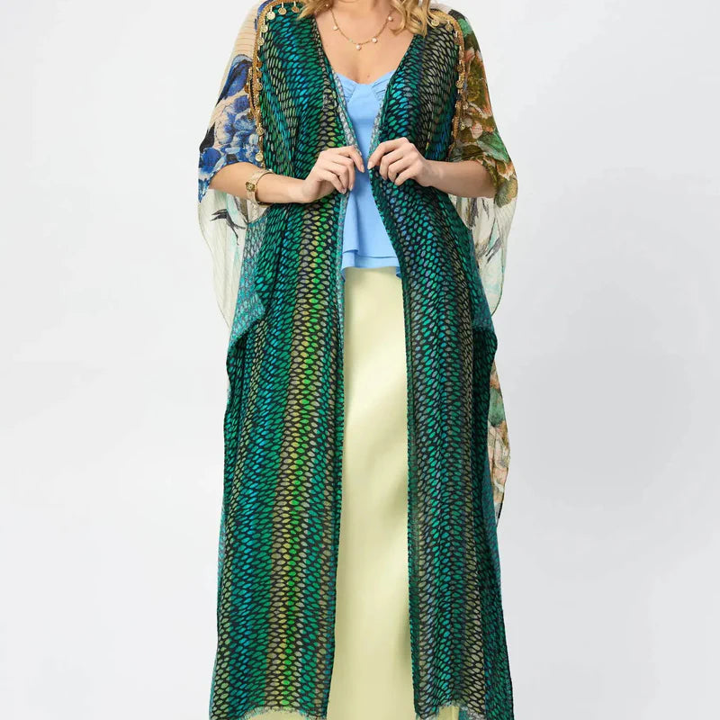 Shimmering Floral Print Kimono - AngraBech