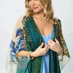 Shimmering Floral Print Kimono - AngraBech