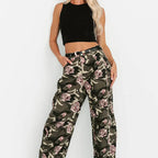 Cover Me In Roses Floral Barrel Jeans Camo - AngraBech