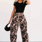 Cover Me In Roses Floral Barrel Jeans Camo - AngraBech